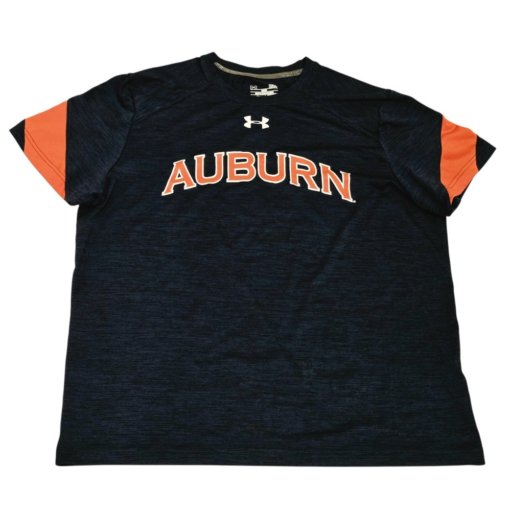 Under Armour Auburn Tigers Shirt Mens Large Navy Orange HeatGear Loose NCAA